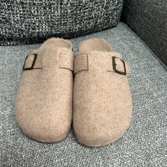 F&F Tan Slip-On Mules with Buckle - Picture 2 of 3